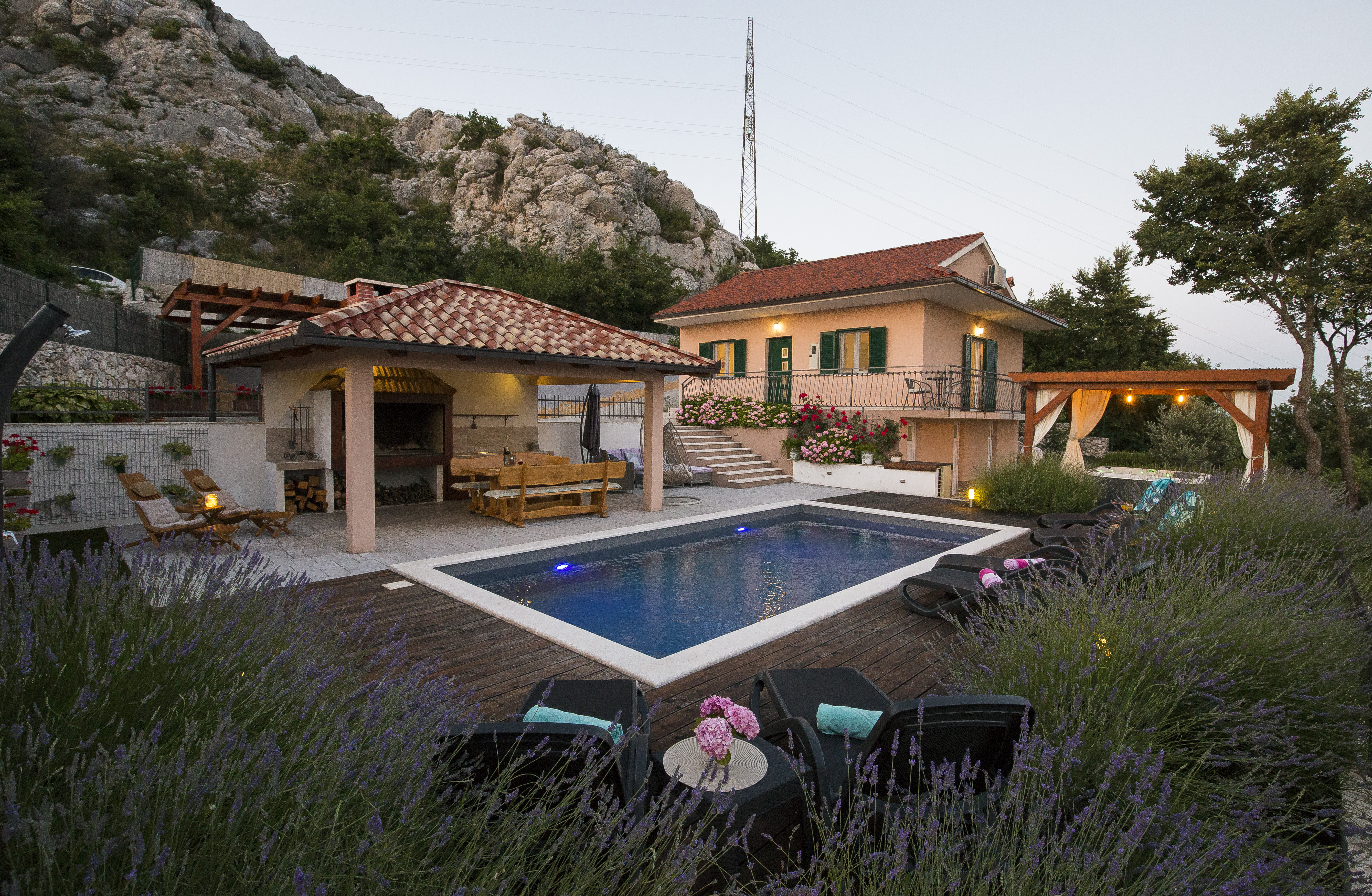 Villa Maria pool at golden hour